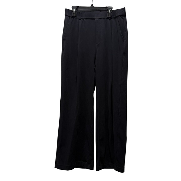 Halara Women Large Petite Pants Black Pull On Trousers Wide Leg Pleated Work - Picture 1 of 4